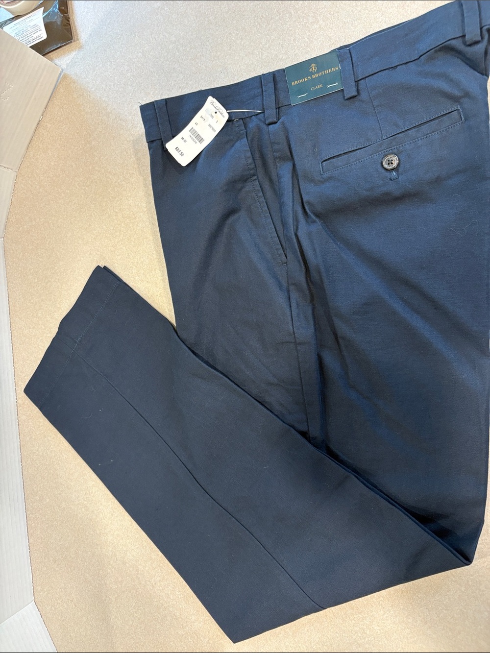 Brooks Brothers Men's Dark Navy Flat-Front Dress Chinos